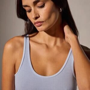 James Perse Ribbed Tank Top Lavender Size M NWT, slimming, body shaping, cotton